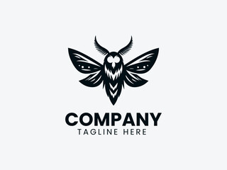 Mothman Vector Logo Design, Cryptid Mothman Logo, Mysterious Mothman Creature Logo