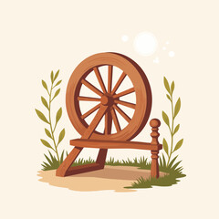 Fototapeta premium Traditional spinning wheel in a cozy rural setting, craft artistry