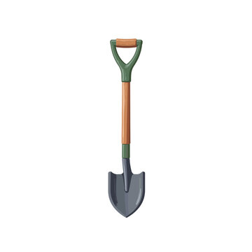 recommend clip art: Stylish garden shovel illustration on white background, gardening tools