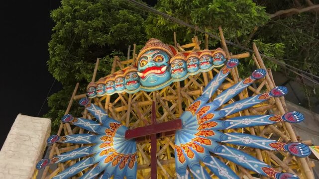 Raavan shaped pandal in Kolkata during Durga Puja in Kolkata.