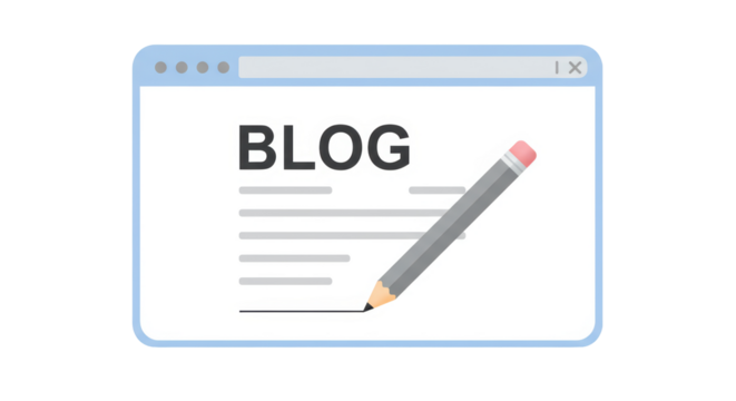 Isolated Blog Page Design with Pencil Icon