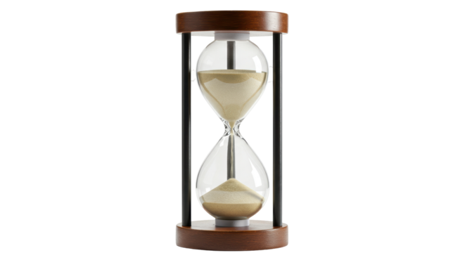 Isolated Hourglass with Flowing Sand Depicting Time Passing