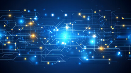 Obraz premium Abstract digital design with glowing stars creates a technological communication network backdrop