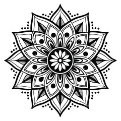 Mandala Silhouette with Intricate Symmetrical Geometric Pattern