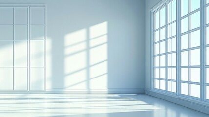 Obraz premium Bright White Room With Sunlight Streaming Through Large Windows