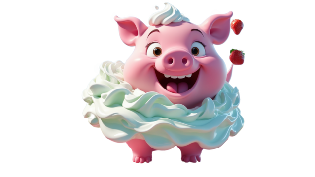 A joyful pink pig in motion, bringing humor and charm to animations.