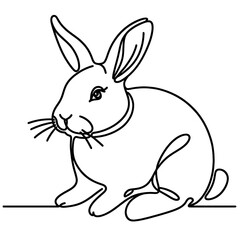 Fototapeta premium a rabbit simple one line drawing of farm animal , transparent background PNG image