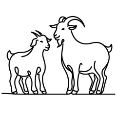 goat  simple one line drawing  of farm animal  , transparent background PNG image