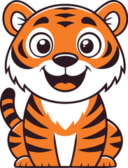A cheerful, cartoon depiction of a tiger cub.