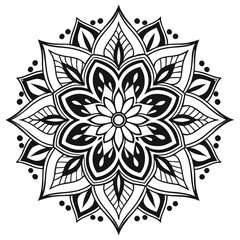 Mandala Silhouette with Intricate Symmetrical Geometric Pattern
