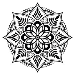 Mandala Silhouette with Intricate Symmetrical Geometric Pattern