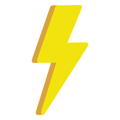 Dynamic Yellow Lightning Bolt Icon with 3D Effect