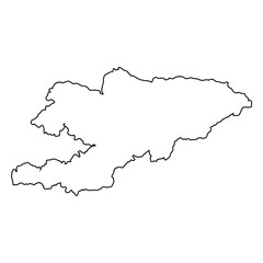 Mountainous Kyrgyzstan Outline, Central Asian Nation Border