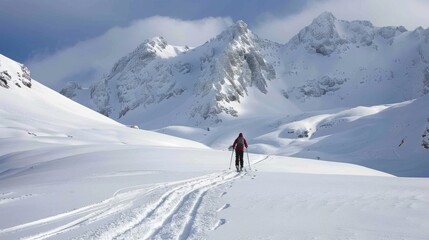 A person skiing down a pristine mountain slope.