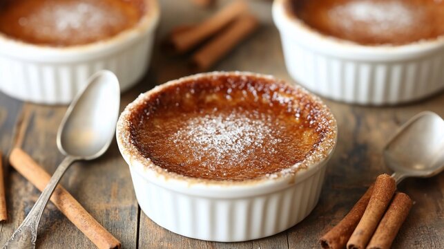 Small, individual,  sweet treats, dusted with sugar,  sitting on a wooden surface
