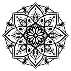 Mandala Silhouette with Intricate Symmetrical Geometric Pattern