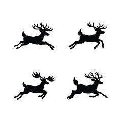 Obraz premium Flying reindeer silhouette vector art style