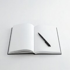 Isolated notebook open with a pen on top,  Open Blank Notebook with Pen, isolated open book with pen
