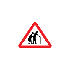 Elderly Pedestrian Crossing Sign Vector Illustration