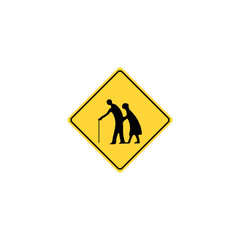 Elderly Pedestrian Crossing Sign Vector Illustration