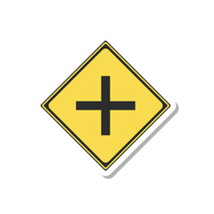 標識のステッカー単品イラスト　十形道路交差点あり