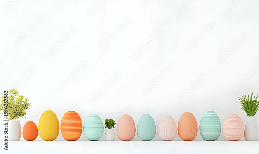 Aufkleber minimalist 3d abstract render of colorful easter eggs on white background