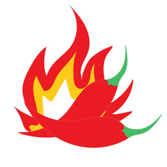 two red chillies hot spicy fire illustration design