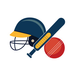 Cricket bat and ball isolated on vector art illustration