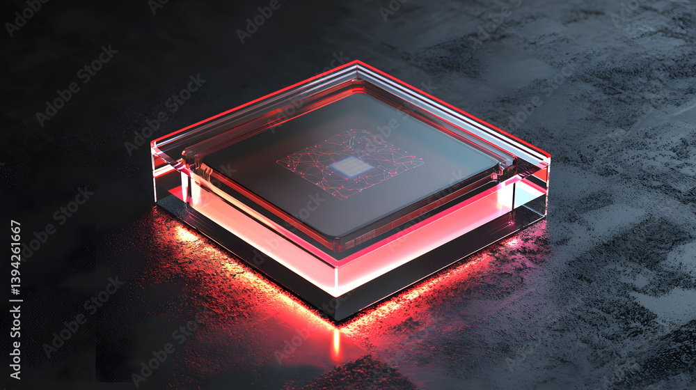 Poster advanced ai chip technology high-tech laboratory digital artwork futuristic setting close-up view in