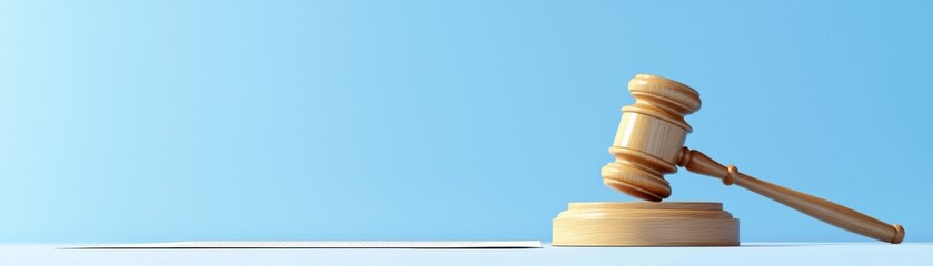 Wooden Gavel on Fresh Background for Legal, Justice, Courtroom Concepts and Themes