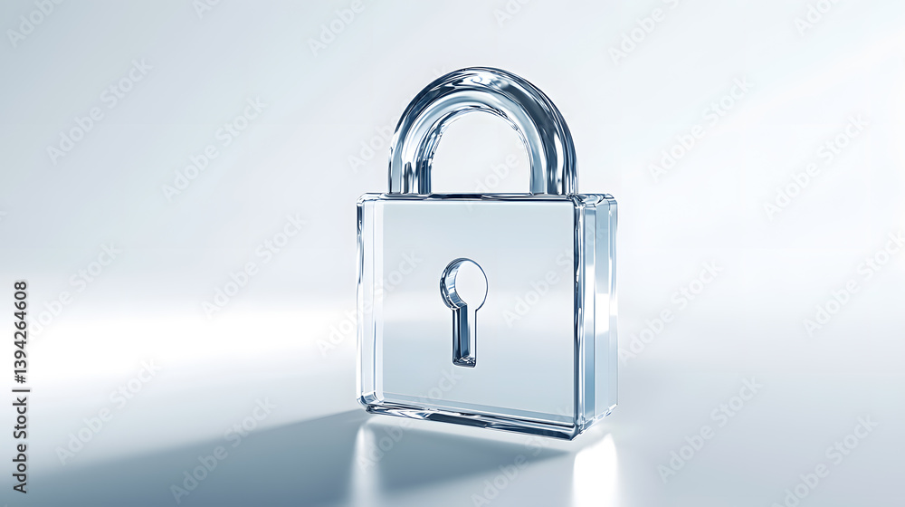 Poster digital security lock display modern studio 3d render minimalist environment close-up view technolog