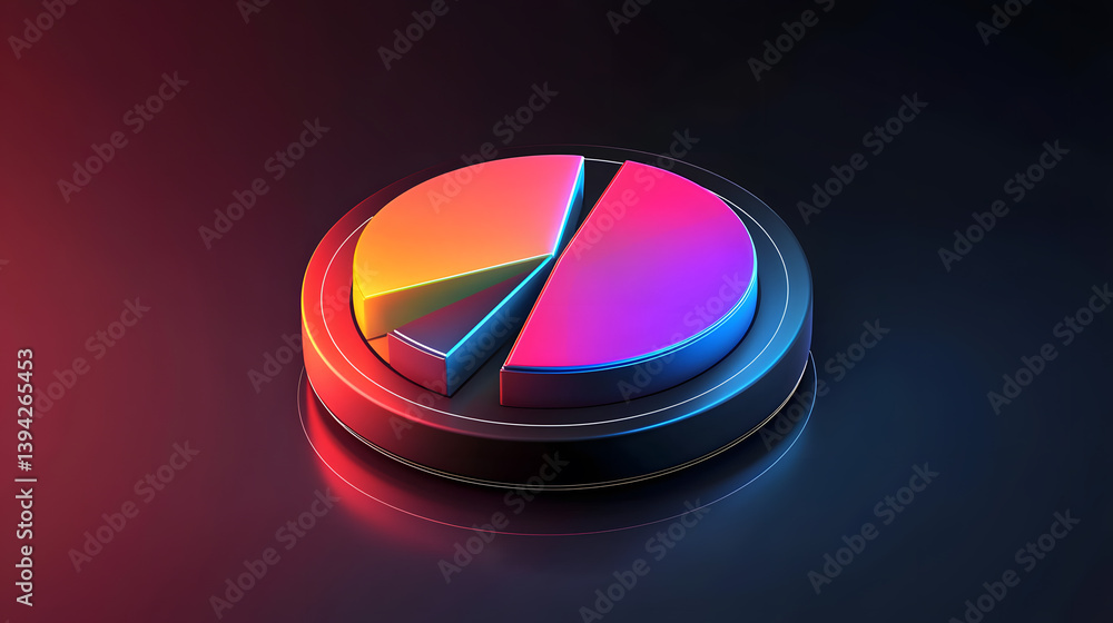 Poster floating analytical pie chart visualization digital environment graphic design modern aesthetic data