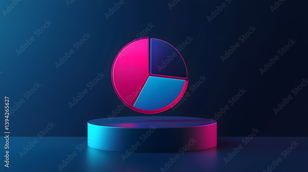 Poster floating analytics chart visualization digital studio 3d render dark environment centered view data 