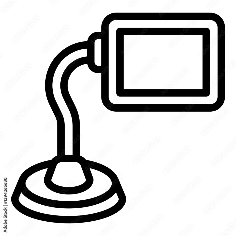 Poster magnifying glass on stand for reading line icon, reading and vision concept. vector graphics. square