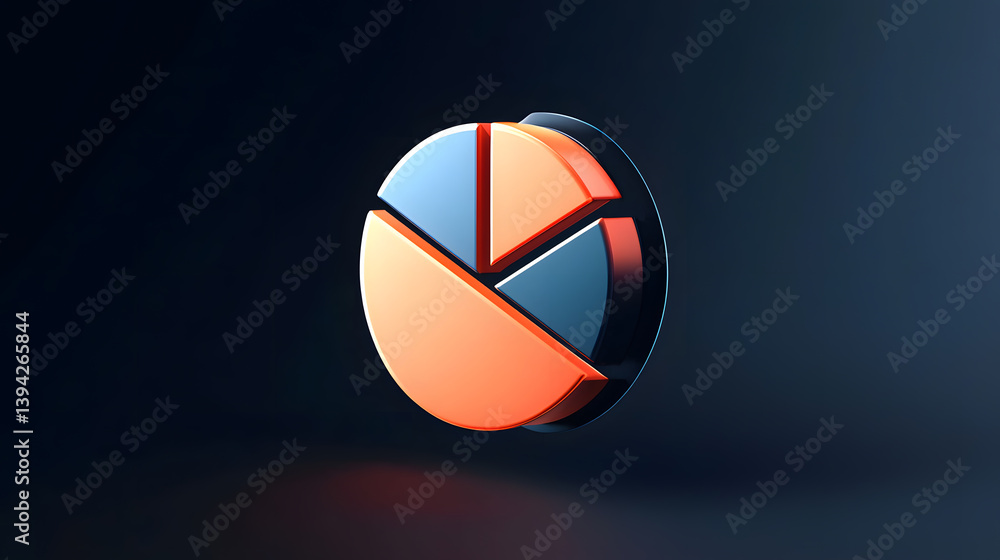 Poster floating analytics dashboard visualization digital environment pie chart representation centered per