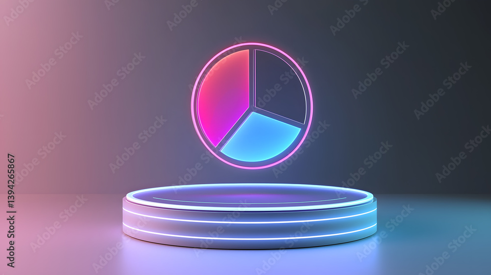 Poster floating analytics dashboard virtual environment 3d visualization centered view modern concept for d