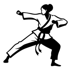 karate black and white silhouette