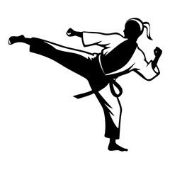 karate black and white silhouette