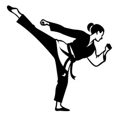 karate black and white silhouette