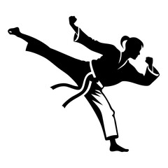 karate black and white silhouette