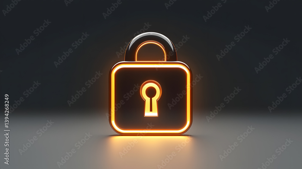 Poster digital lock design virtual space 3d render technology environment centered view security concept