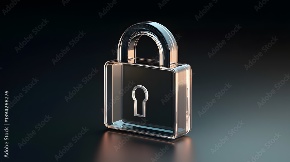 Poster digital lock design studio environment 3d render modern technology close-up realistic visualization