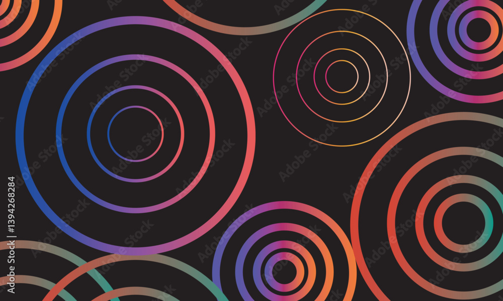 Poster modern abstract gradient circle line on dark black background design vector file download | any chan