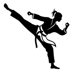 karate black and white silhouette