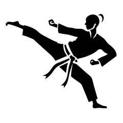 karate black and white silhouette