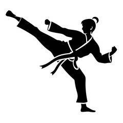 karate black and white silhouette