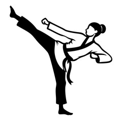 karate black and white silhouette