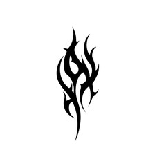 Tribal Flame Tattoo Design Logo Abstract Black Ink Vector with Sharp Curves and Spikes on White Background