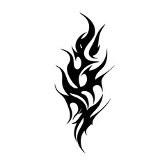 Abstract Tribal fire Tattoo Design Sharp Black Ink Ornament with Spiky Curves and Aggressive Symmetry