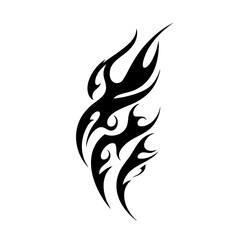 Tribal Flame Tattoo Design – Bold Black Ink Abstract Fire Motif for Body Art, Symbol of Energy, Strength, and Transformation